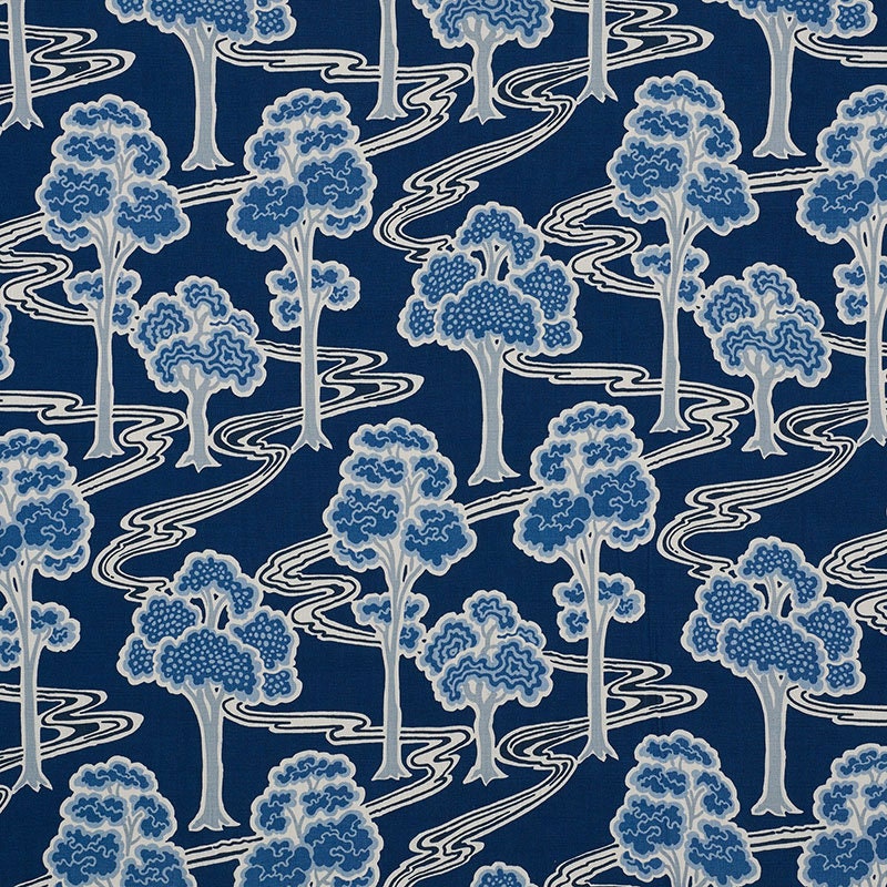 Schumacher - Tree River - Blue -  Made To Measure Professionally Made Roman Blind