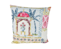 Thumbnail for Jane Churchill - Kashmir  Garden - Blue / Red - Delicate Central Asian Patchwork Cushion Cover - Handmade Throw Pillow Designer Home Decor