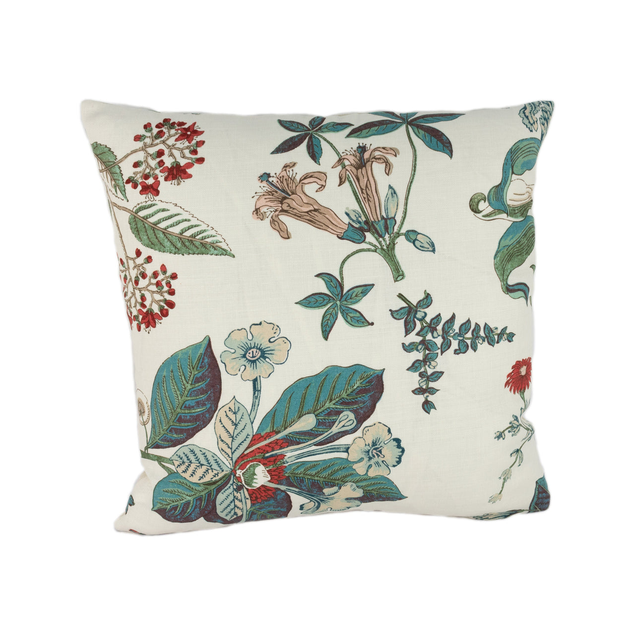 Cowtan and Tout - Linnaeus - Teal / Cream - Beautiful Botanical Designer Cushion Cover - Handmade Throw Pillow - Designer Home Decor