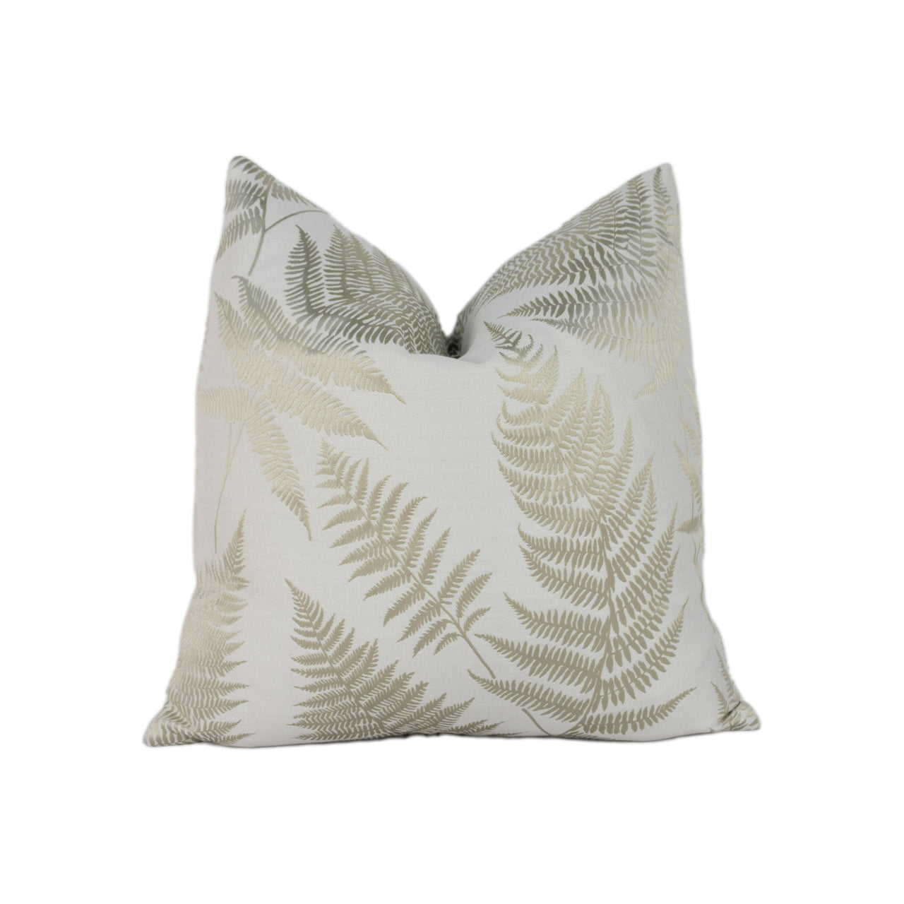 Ashley Wilde - Affinis - Linen - Modern Metallic Feather Fern Designer Cushion Cover - Luxury Throw Pillow - Handmade Home Decor