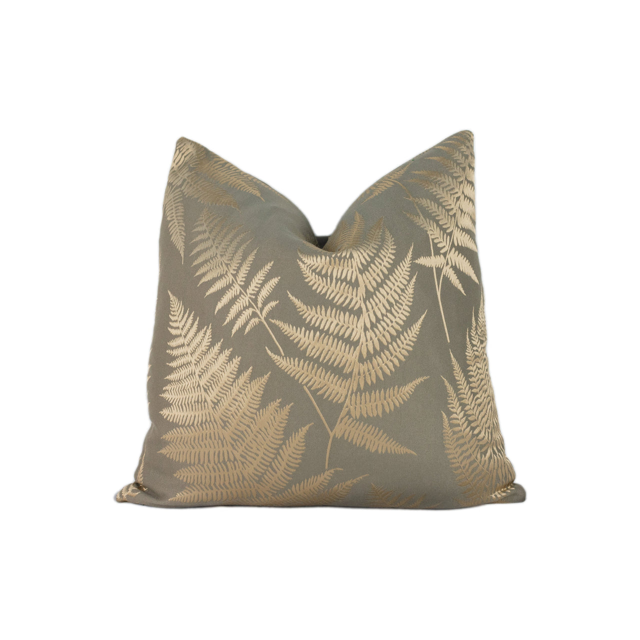 Ashley Wilde - Affinis - Pewter - Modern Metallic Feather Fern Designer Cushion Cover - Luxury Throw Pillow - Handmade Home Decor