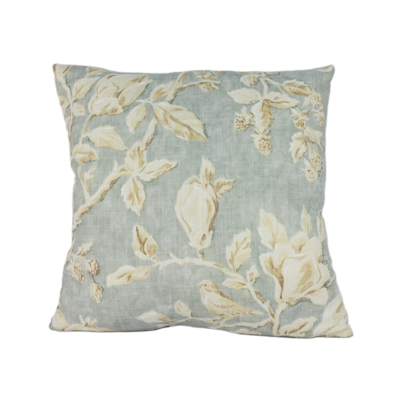 Sanderson - Magnolia & Pomegranate - Grey Blue / Parchment - Cushion Cover Throw Pillow Designer Home Decor