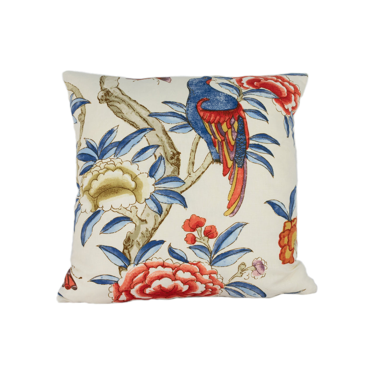 Thibaut - Giselle - Blue and Coral - Cushion Cover Throw Pillow Designer Home Decor