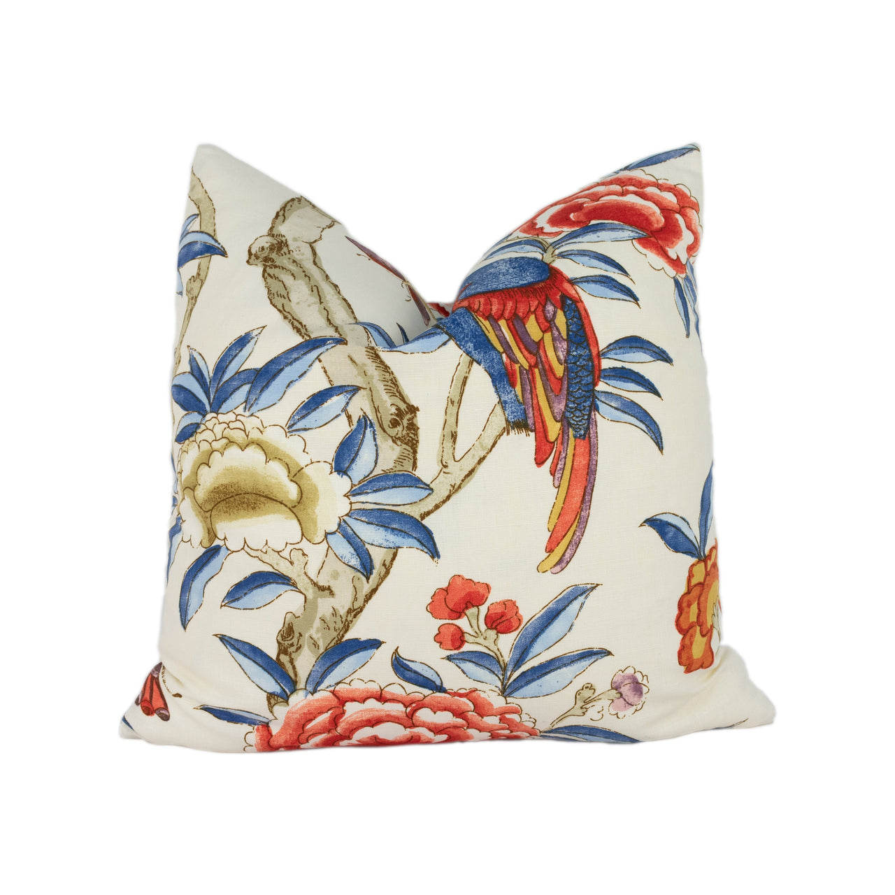 Thibaut - Giselle - Blue and Coral - Cushion Cover Throw Pillow Designer Home Decor