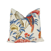 Thumbnail for Thibaut - Giselle - Blue and Coral - Cushion Cover Throw Pillow Designer Home Decor