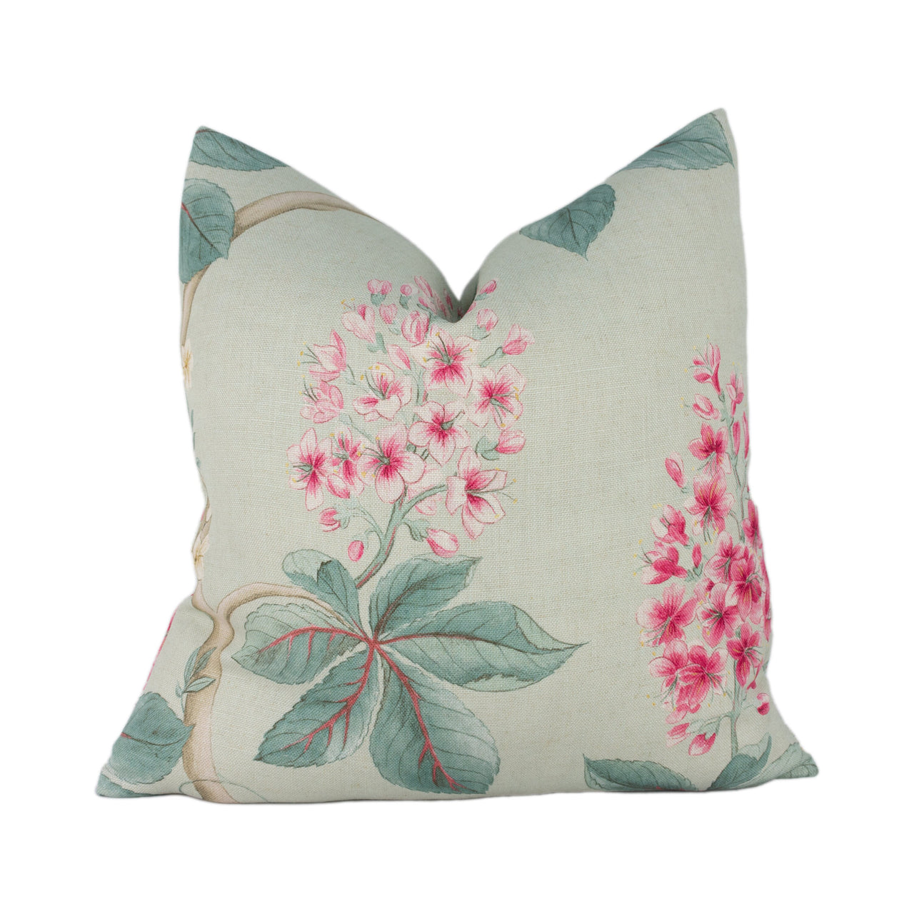 Sanderson - Chestnut Tree - Seaspray / Peony - Traditional Trailing Chestnut Blossom Designer Cushion Cover - Luxury Throw Pillow - Handmade