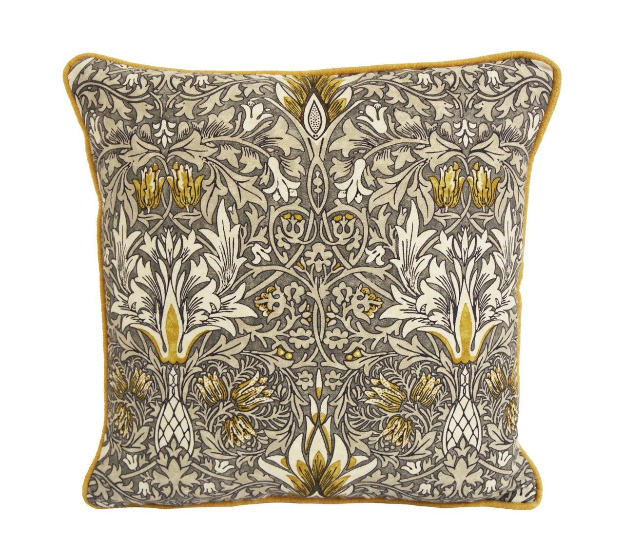 William Morris - Snakeshead - Pewter / Gold - Stunning Contrast Piped Cushion Cover Throw Pillow Home Decor