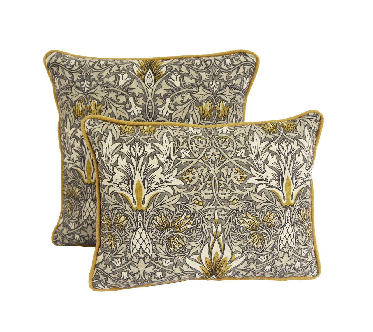 William Morris - Snakeshead - Pewter / Gold - Stunning Contrast Piped Cushion Cover Throw Pillow Home Decor