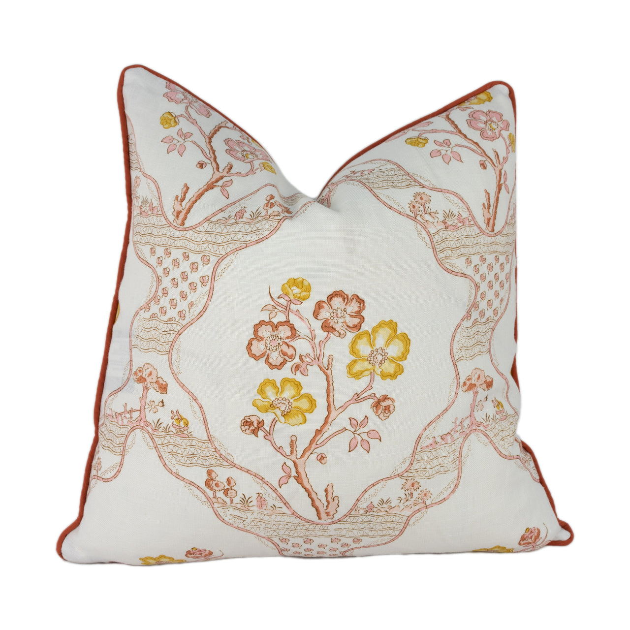 Schumacher - Marella - Spice - Floral Vogue Living Designer Cushion Cover - Handmade Throw Pillow - Luxury Home Decor