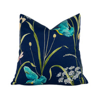 Thumbnail for Sanderson - Kingfisher & Iris - Navy / Teal - Sateen Stunning National Trust Cushion Cover Throw Pillow Designer Home Decor