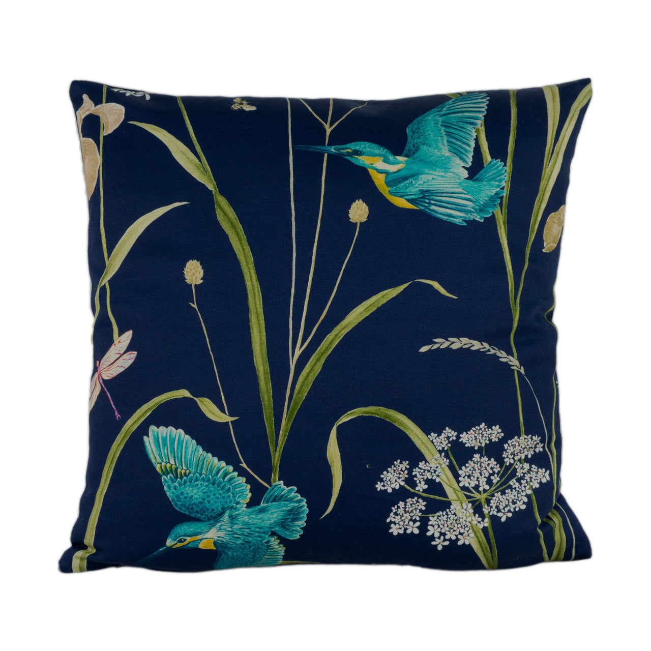 Sanderson - Kingfisher & Iris - Navy / Teal - Sateen Stunning National Trust Cushion Cover Throw Pillow Designer Home Decor