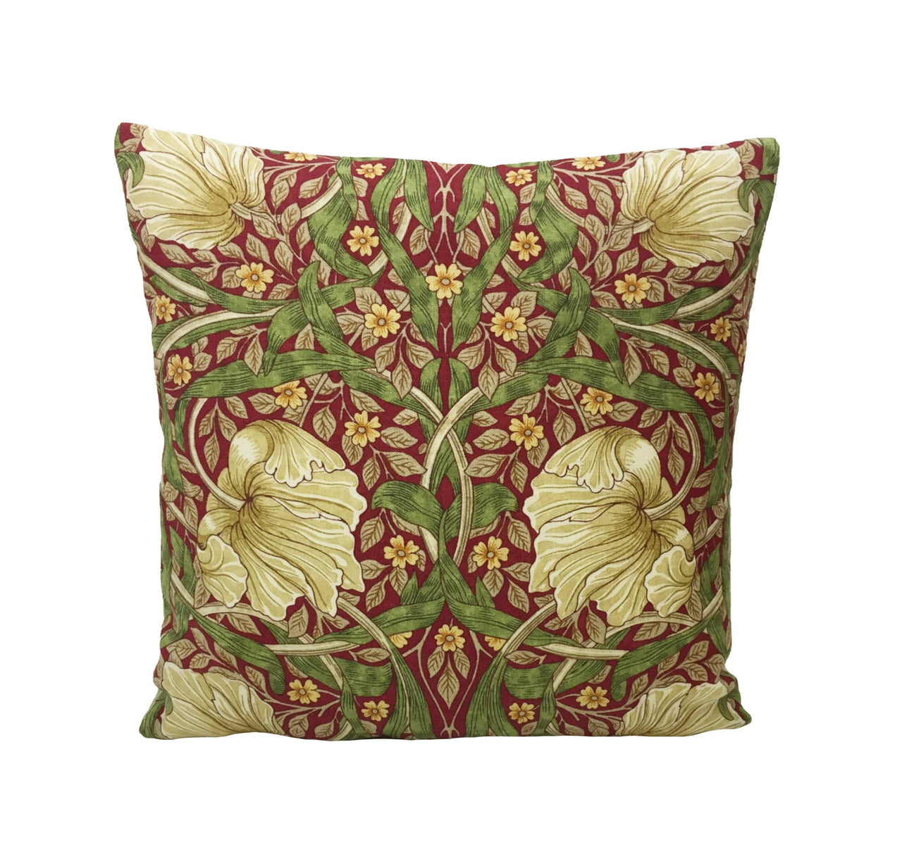 William Morris - Pimpernel Linen - Red / Thyme Cushion Cover Throw Pillow Designer Home Decor