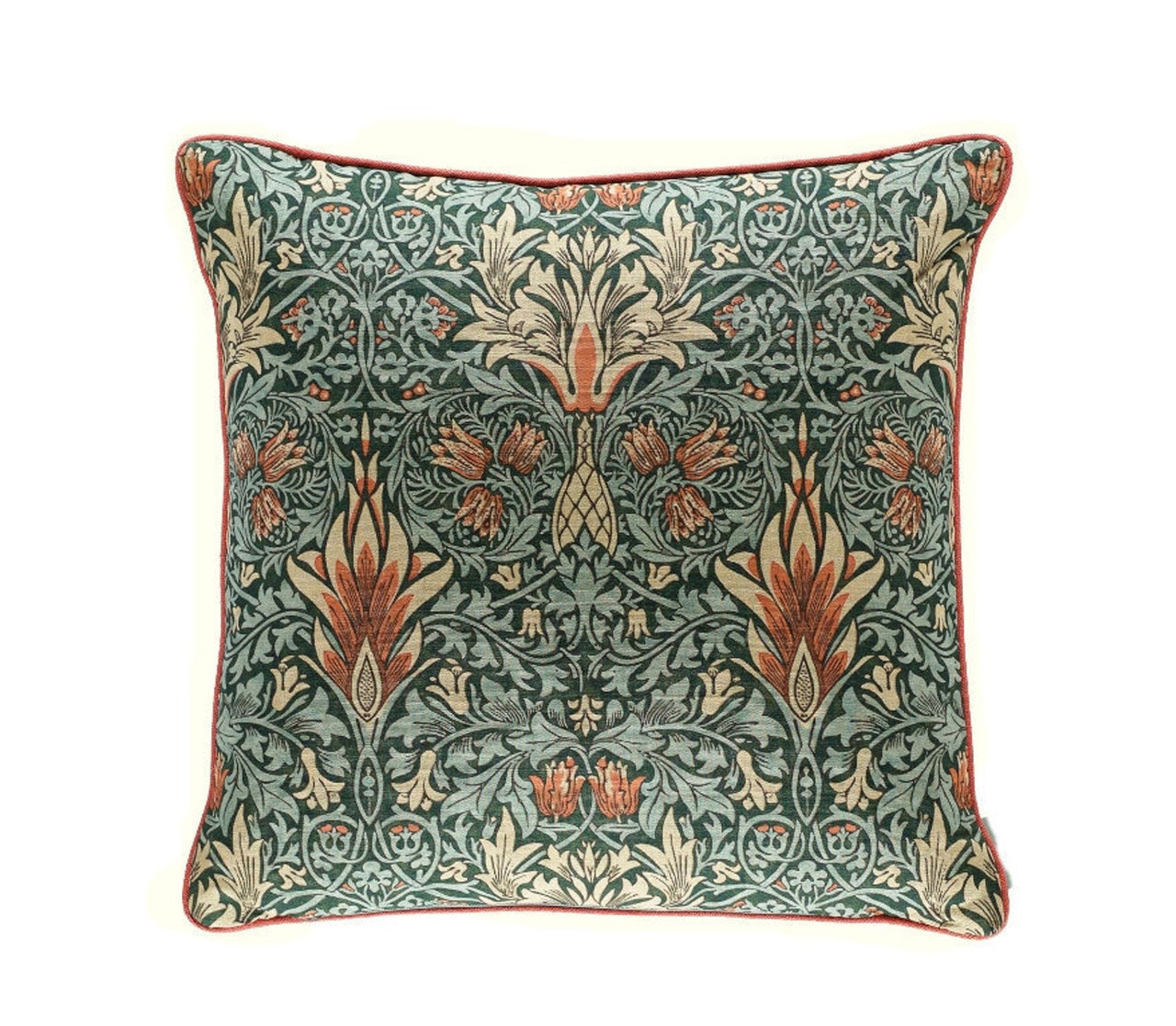 William Morris - Snakeshead - Thistle / Russet  - Contrast Piped Stunning Designer Cushion Cover Interior Design Home Decor Pillow Throw