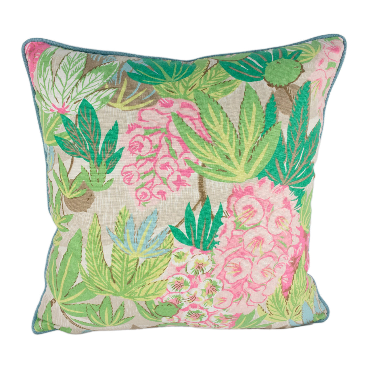 Schumacher -  Del Lungo - Blush - Tiki Tropical Retro Bloom Designer Cushion Cover - Handmade Throw Pillow - Designer Home Decor