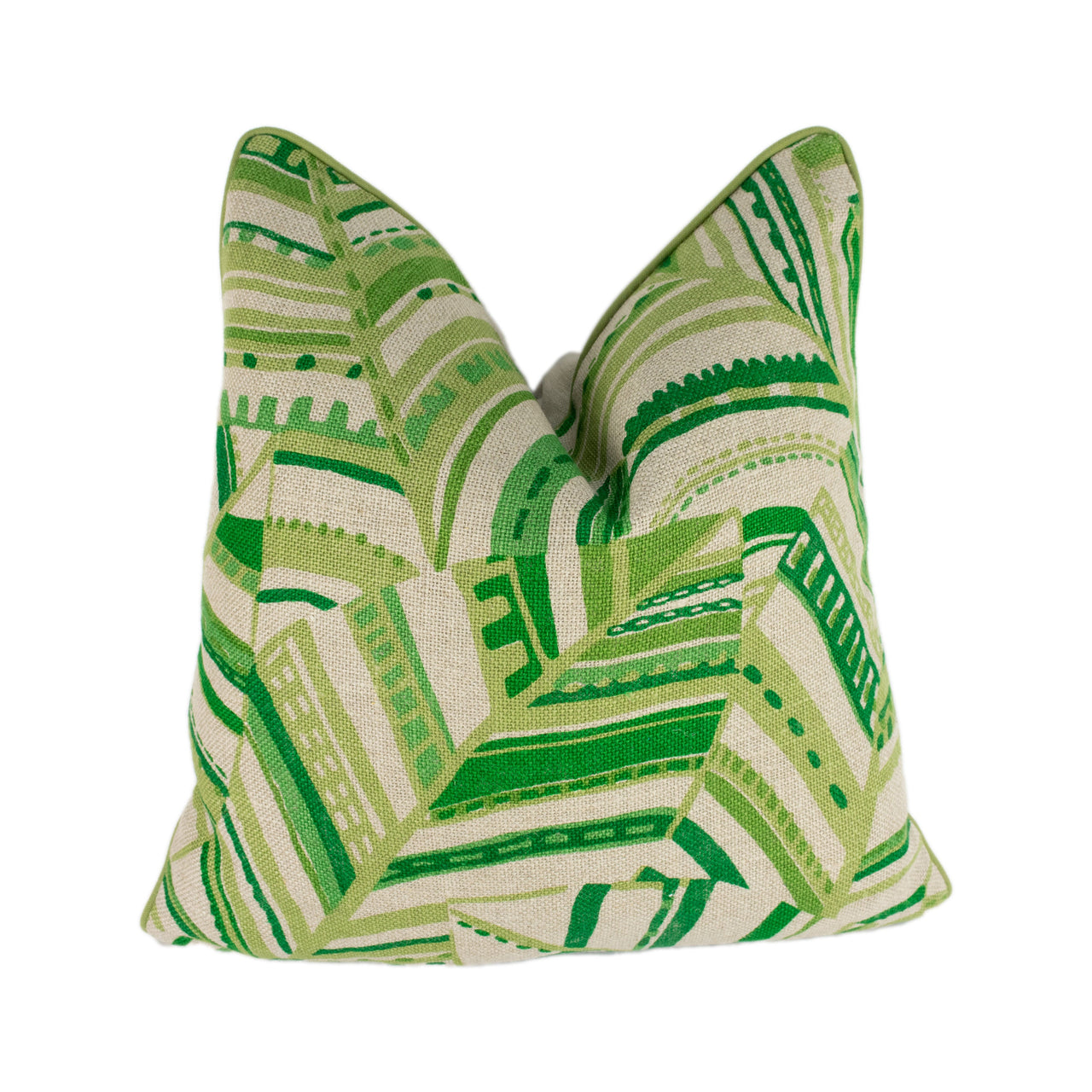 Schumacher -  Deco Leaves - Palm - Sophisticated 1920's Leaf Designer Cushion Cover - Handmade Throw Pillow Designer Home Decor