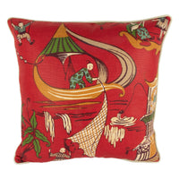 Thumbnail for Sanderson - Pagoda River - Red / Gold - Asian Chinoiserie Inspired Piped Cushion Cover - Handmade Throw Pillow - Designer Home Décor