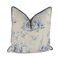 Thumbnail for Sanderson - Josette - Indigo / Taupe - Stunning Designer Cushion Cover Home Decor Throw Pillow Contrast Piped