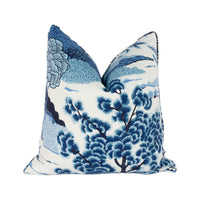 Thumbnail for Thibaut - Daintree - Blue On White - Exotic Australian Japanese Coastal Inspired Designer Cushion Cover - Luxury Throw Pillow - Handmade Hom