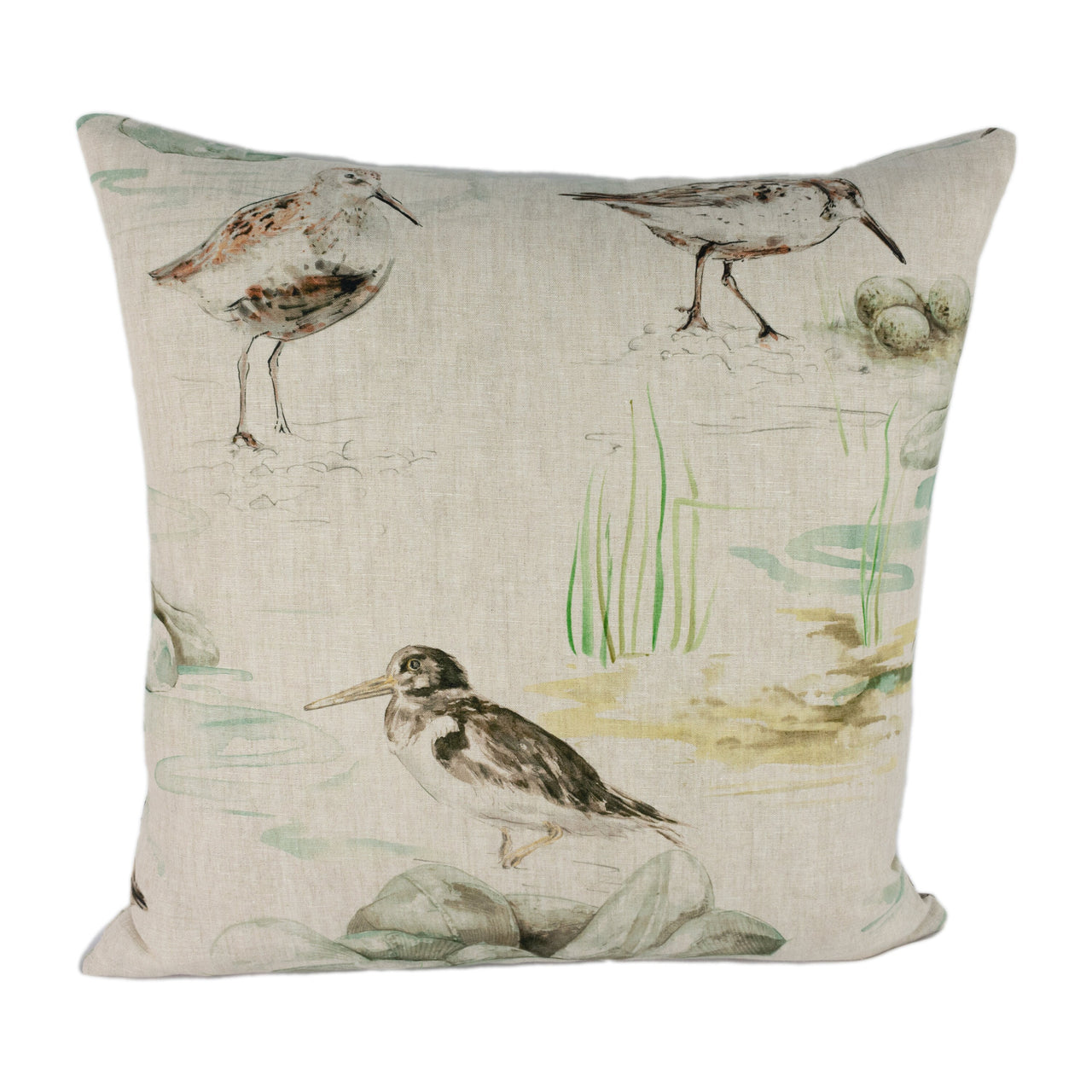 Sanderson - Estuary Birds Linen - Eggshell / Nest - Cushion Cover Throw Pillow Designer Home Decor