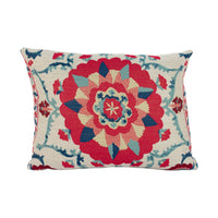 Thumbnail for Sanderson - Anthos - Indigo / Red - Woven Jacquard Uzbekistani Suzani Inspired Designer Cushion Cover - Luxury Throw Pillow - Handmade Home