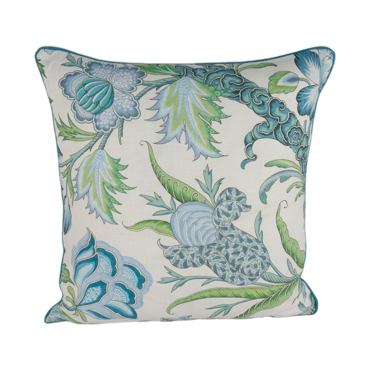 Cowtan and Tout - Arabella - Sky, Fern - Cushion Cover Pillow Throw Designer Home Decor Contrast Piped