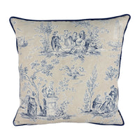 Thumbnail for Sanderson - Josette - Indigo / Taupe - Stunning Designer Cushion Cover Home Decor Throw Pillow Contrast Piped