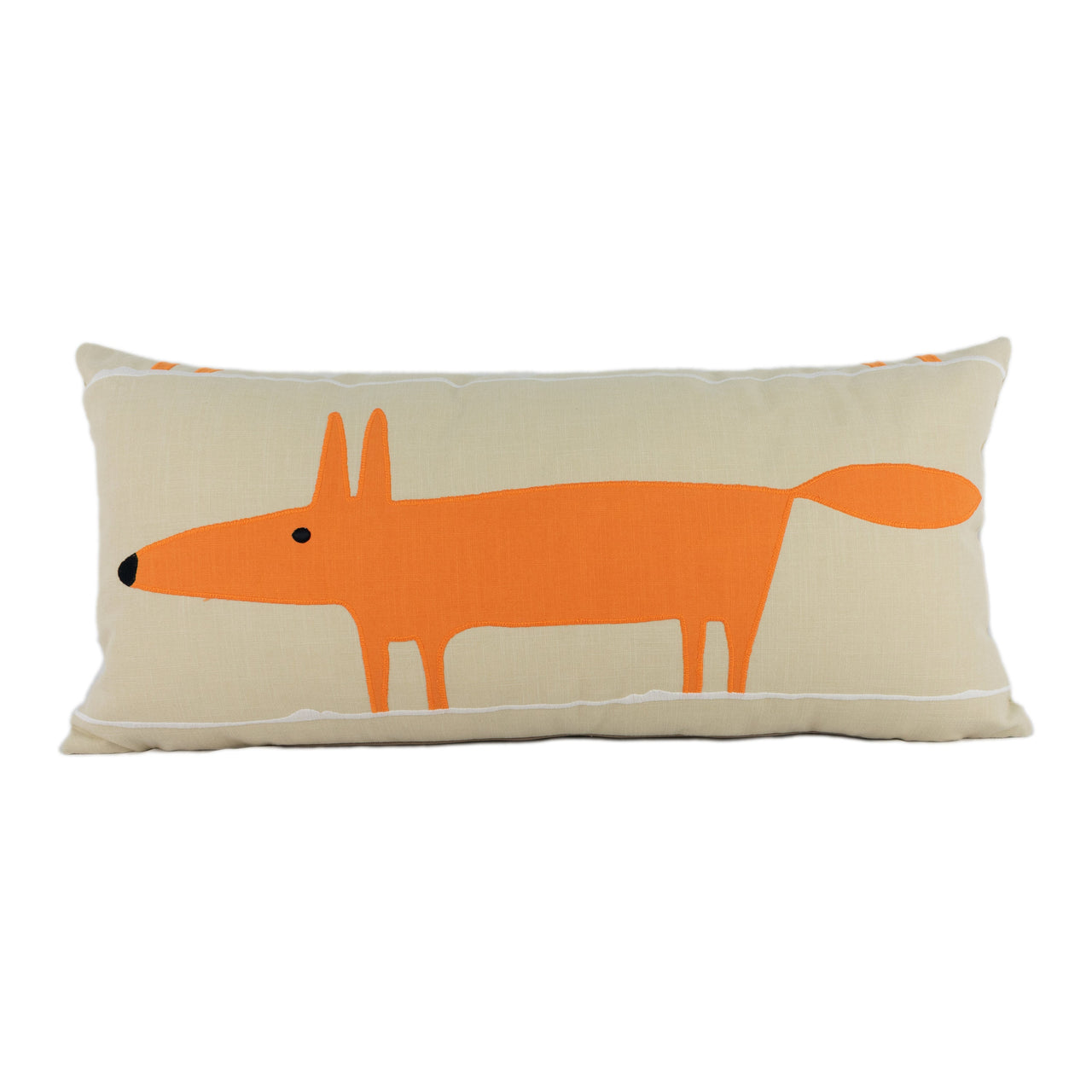 Scion - Mr Fox Applique - Tangerine / Linen - Artistic Luxury Mr Fox Cushion Cover - Handmade Throw Pillow - Designer Home Decor