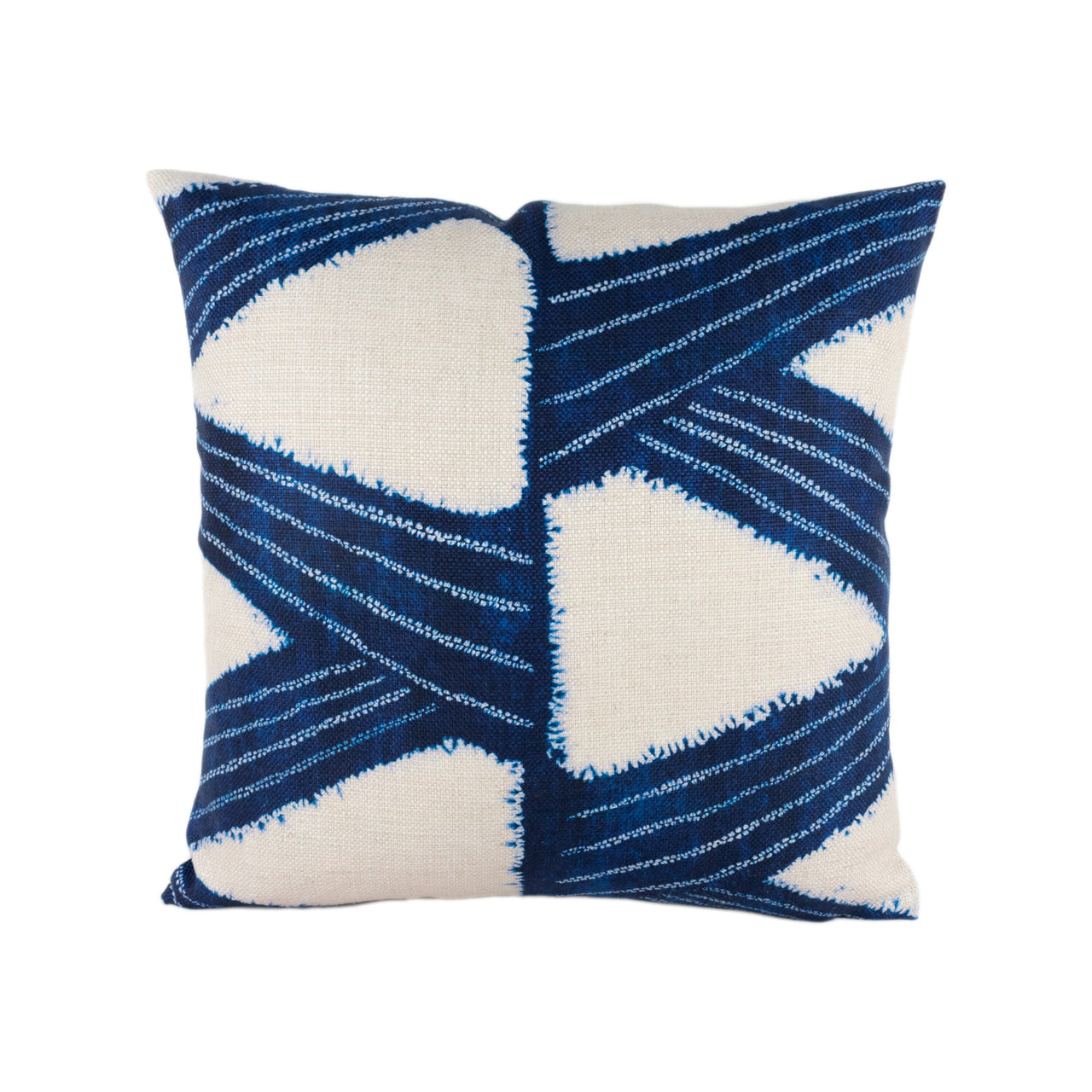 Zoffany - Kanoko - Indigo - Abstract Japanese Inspired Shibori Zig Zag Cushion Cover - Handmade Throw Pillow Designer Home Decor