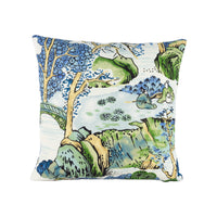 Thumbnail for Thibaut - Asian Scenic - Blue and Green - Stunning Designer Cushion Cover Home Décor Throw Pillow