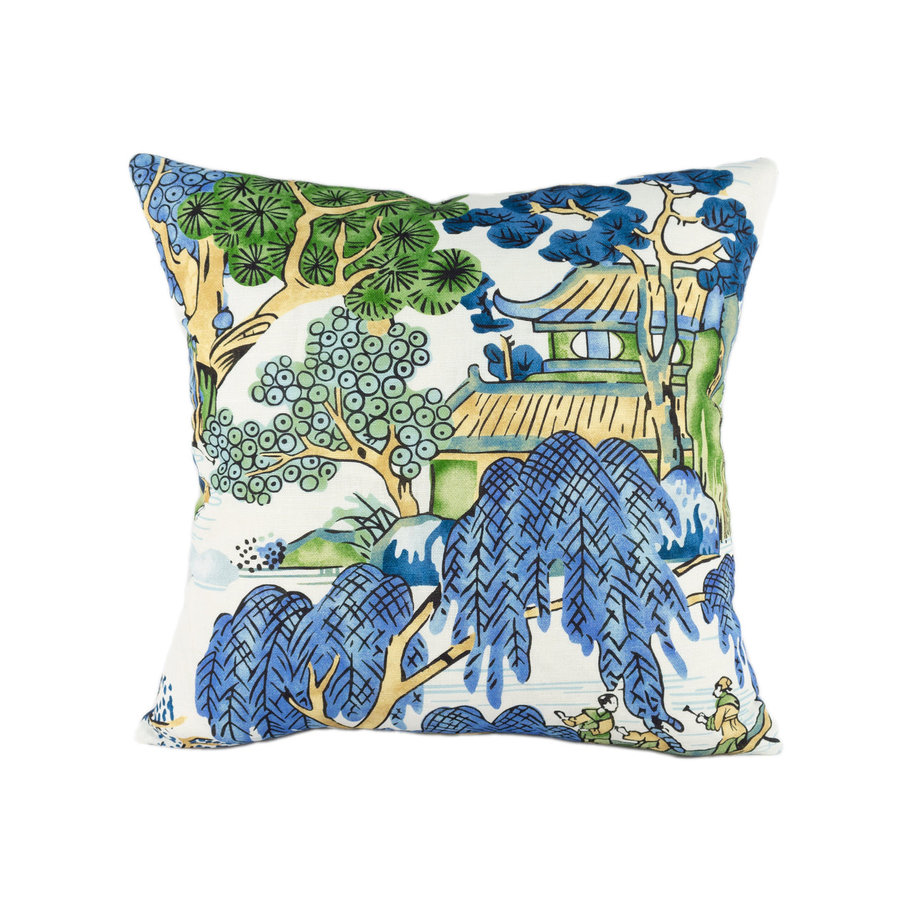 Thibaut - Asian Scenic - Blue and Green - Stunning Designer Cushion Cover Home Décor Throw Pillow