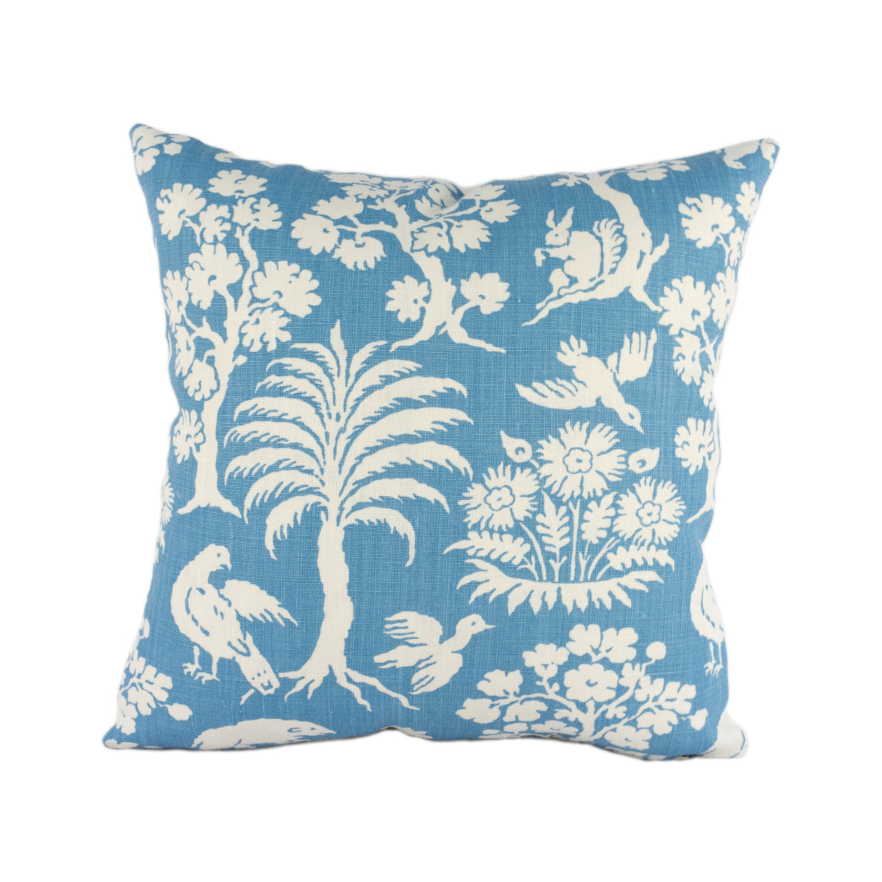 Schumacher - Woodland Silhouette - Blue - Charming Flora & Fauna Designer Cushion Cover - Handmade Throw Pillow - Luxury Home Decor