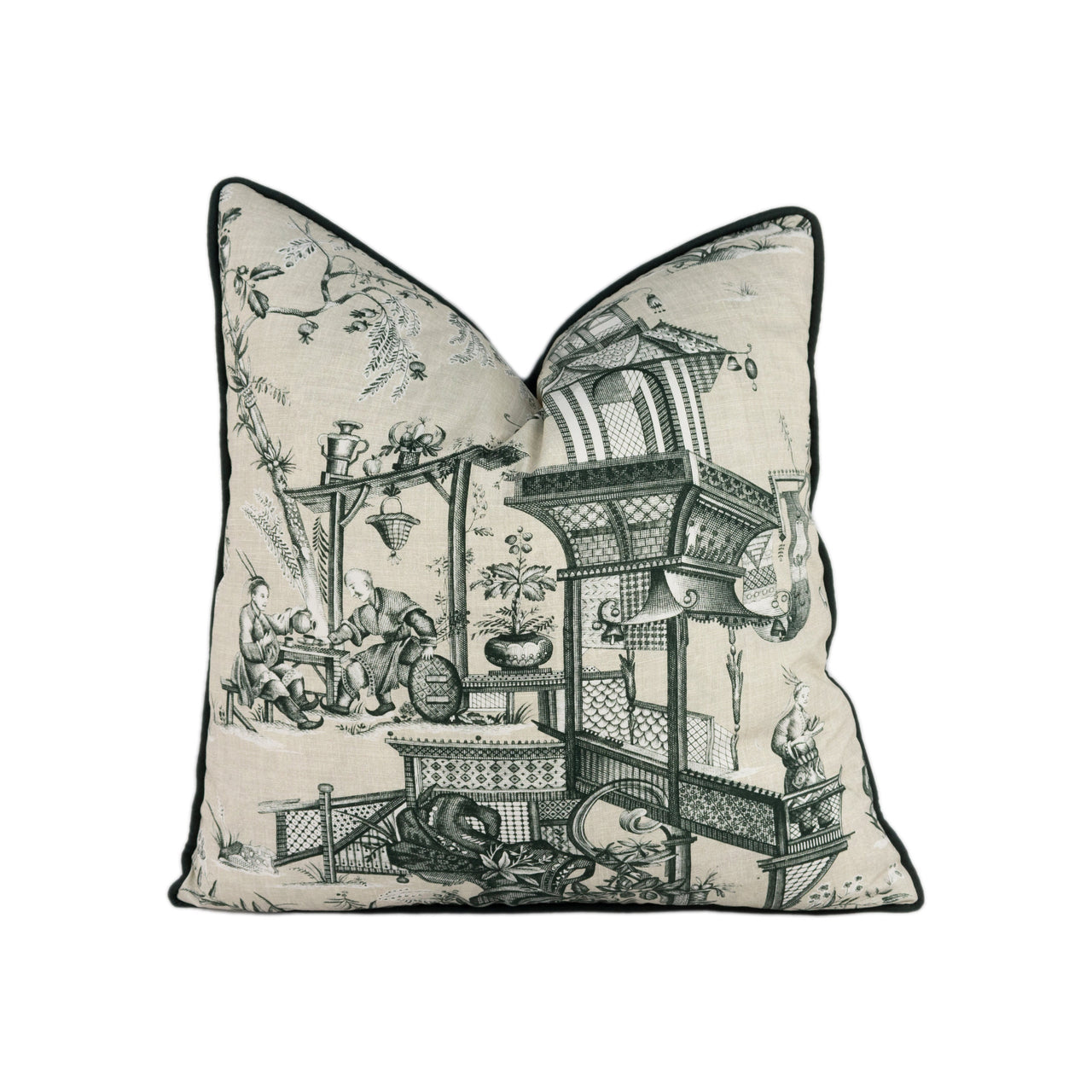 Thibaut - Cheng Toile - Beige / Black - Stunning Designers Cushion Cover Home Decor Throw Pillow