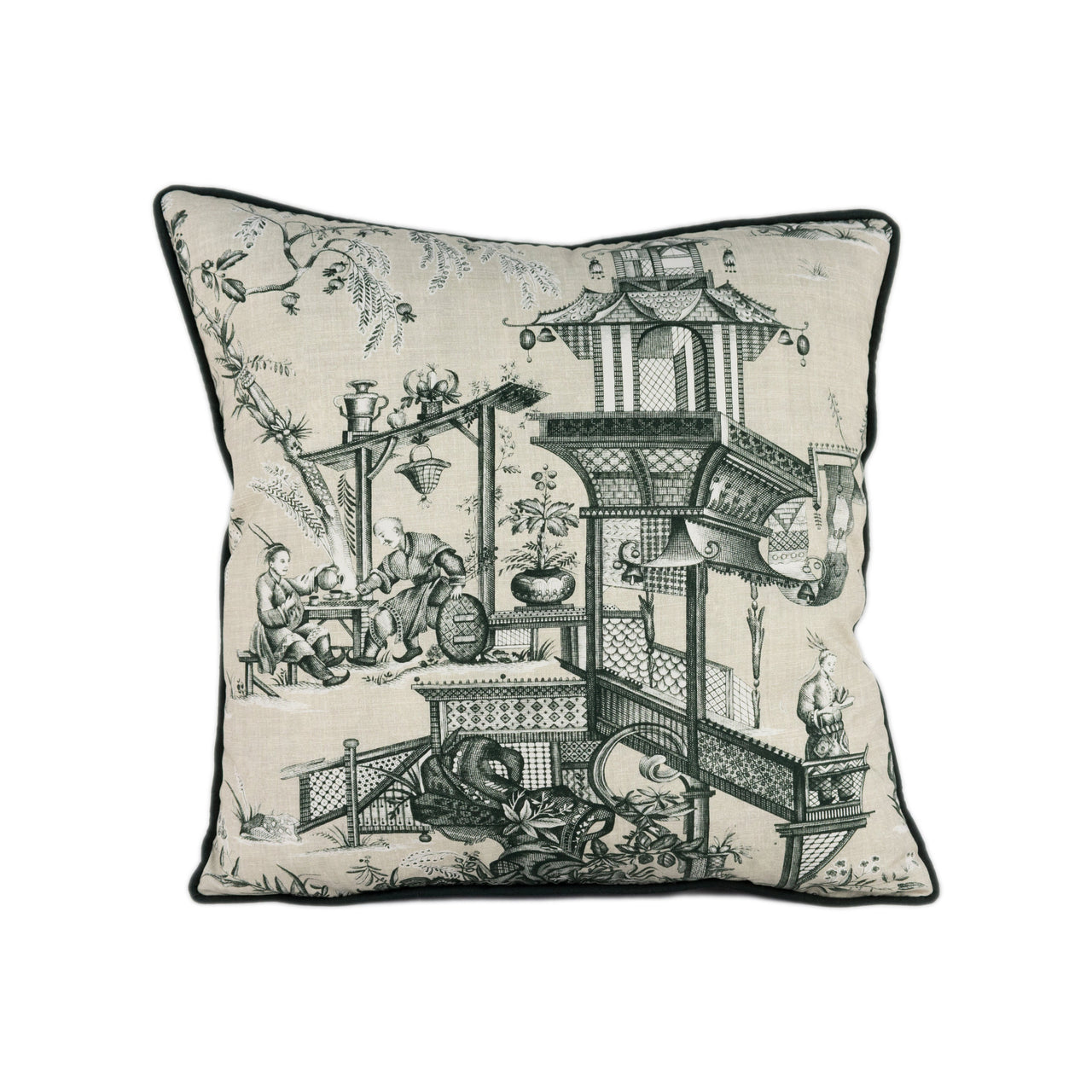 Thibaut - Cheng Toile - Beige / Black - Stunning Designers Cushion Cover Home Decor Throw Pillow