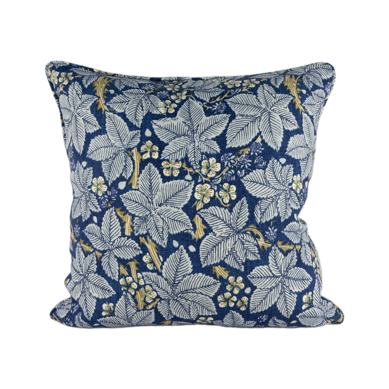 William Morris - Bramble - Indigo / Mineral - Stunning Self Piped Designer Cushion Cover Home Décor Throw Pillow