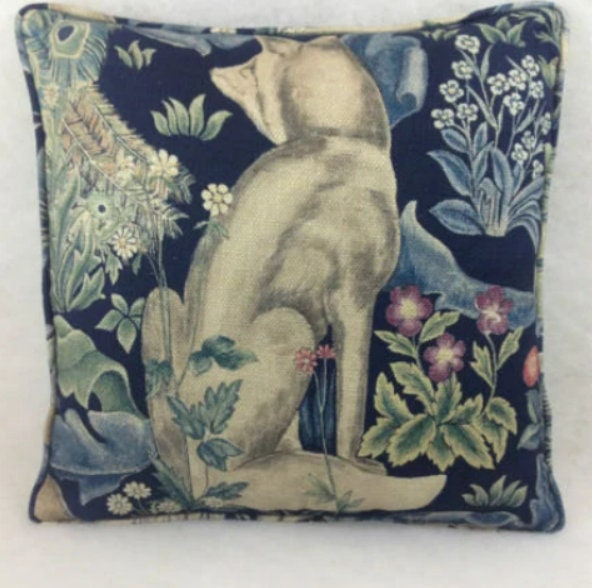 William Morris - Forest - Indigo Linen - Cushion Cover Throw Pillow Designer Home Decor