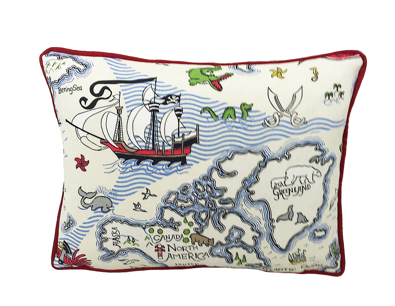 Sanderson - Treasure Map - Vanilla - Children's Cushion Cover Throw Pillow Designer Home Decor