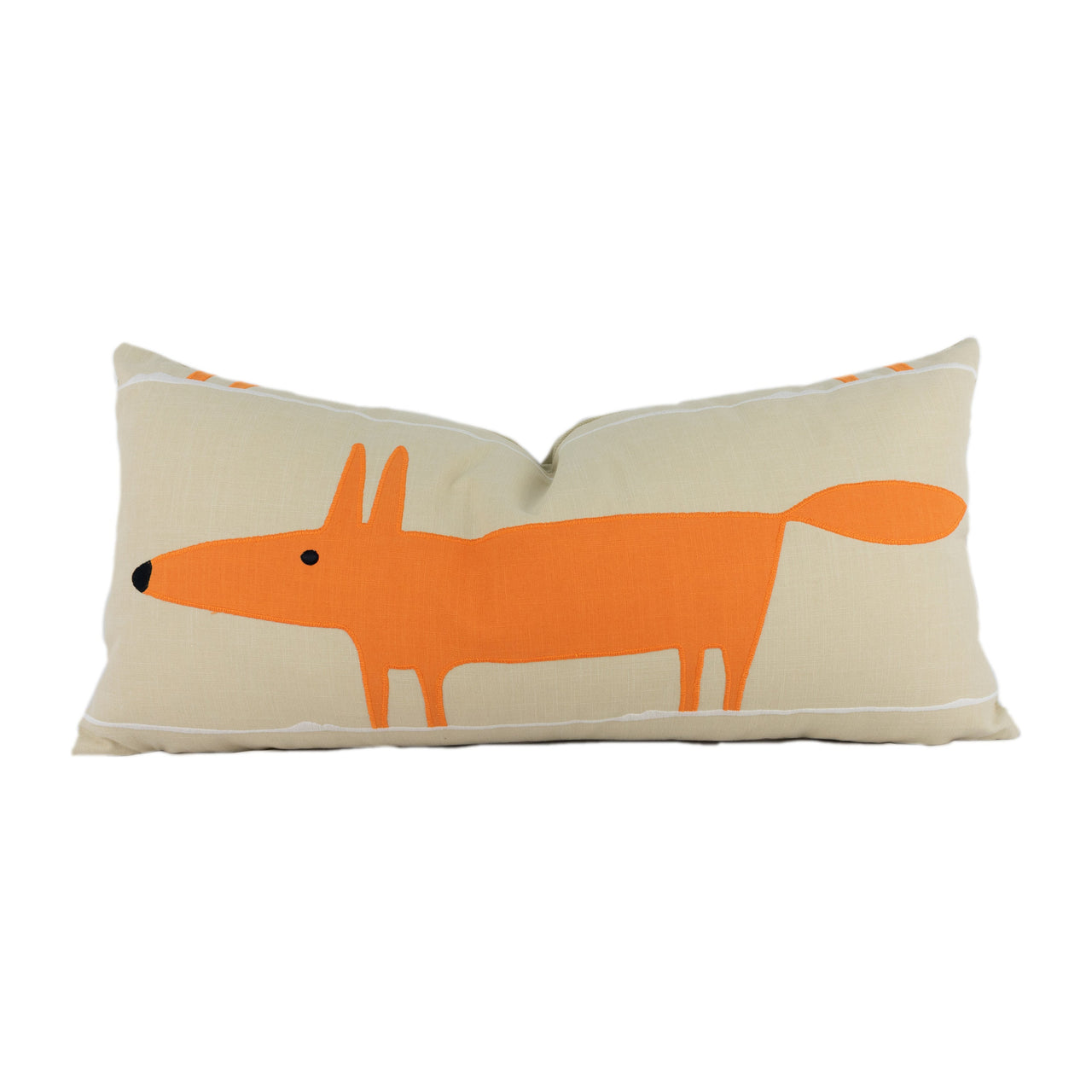 Scion - Mr Fox Applique - Tangerine / Linen - Artistic Luxury Mr Fox Cushion Cover - Handmade Throw Pillow - Designer Home Decor