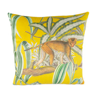 Thumbnail for Prestigious - Barbados - Citron - Maximalist Tropical Landscape Velvet Cushion Cover - Handmade Throw Pillow Designer Home Decor