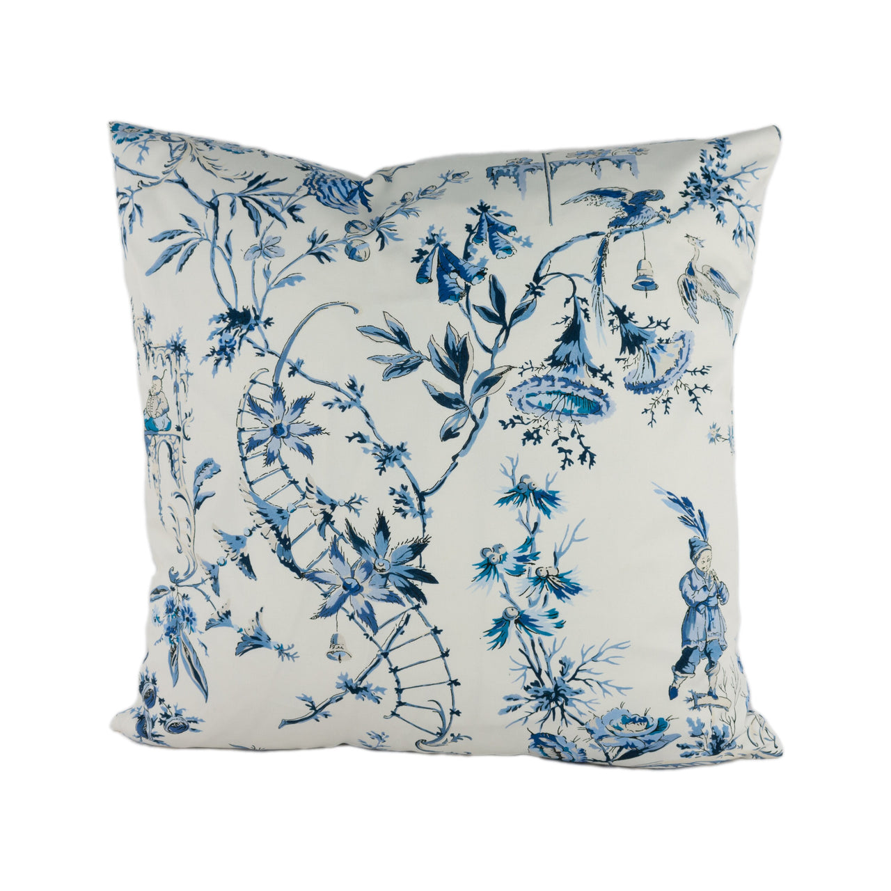 Scalamandre - Nanjing - China Blue - Ancient Chinese Chinoiserie Designer Cushion Cover - Handmade Throw Pillow Luxury Home Decor