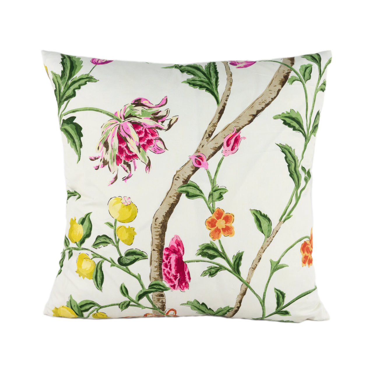 Schumacher - Citronier - Fuchsia - Chinese Inspired Floral Chintz - Designer Cushion Cover - Handmade Throw Pillow - Luxury Home Decor