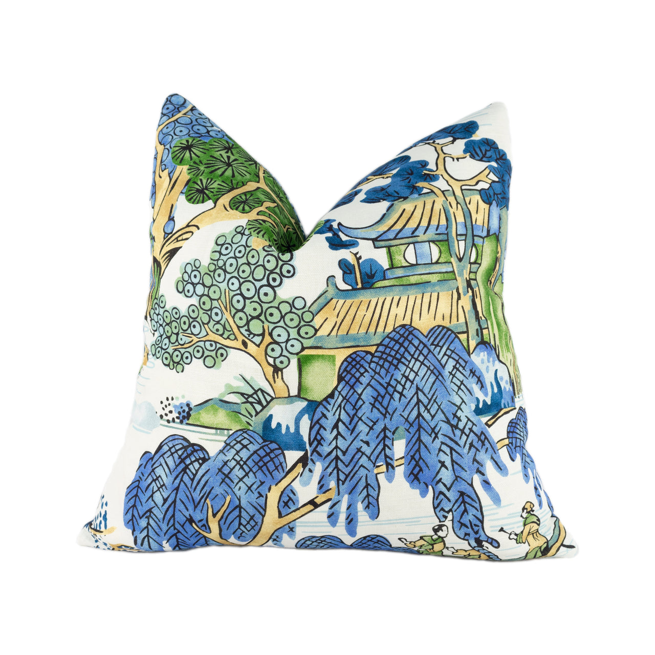 Thibaut - Asian Scenic - Blue and Green - Stunning Designer Cushion Cover Home Décor Throw Pillow