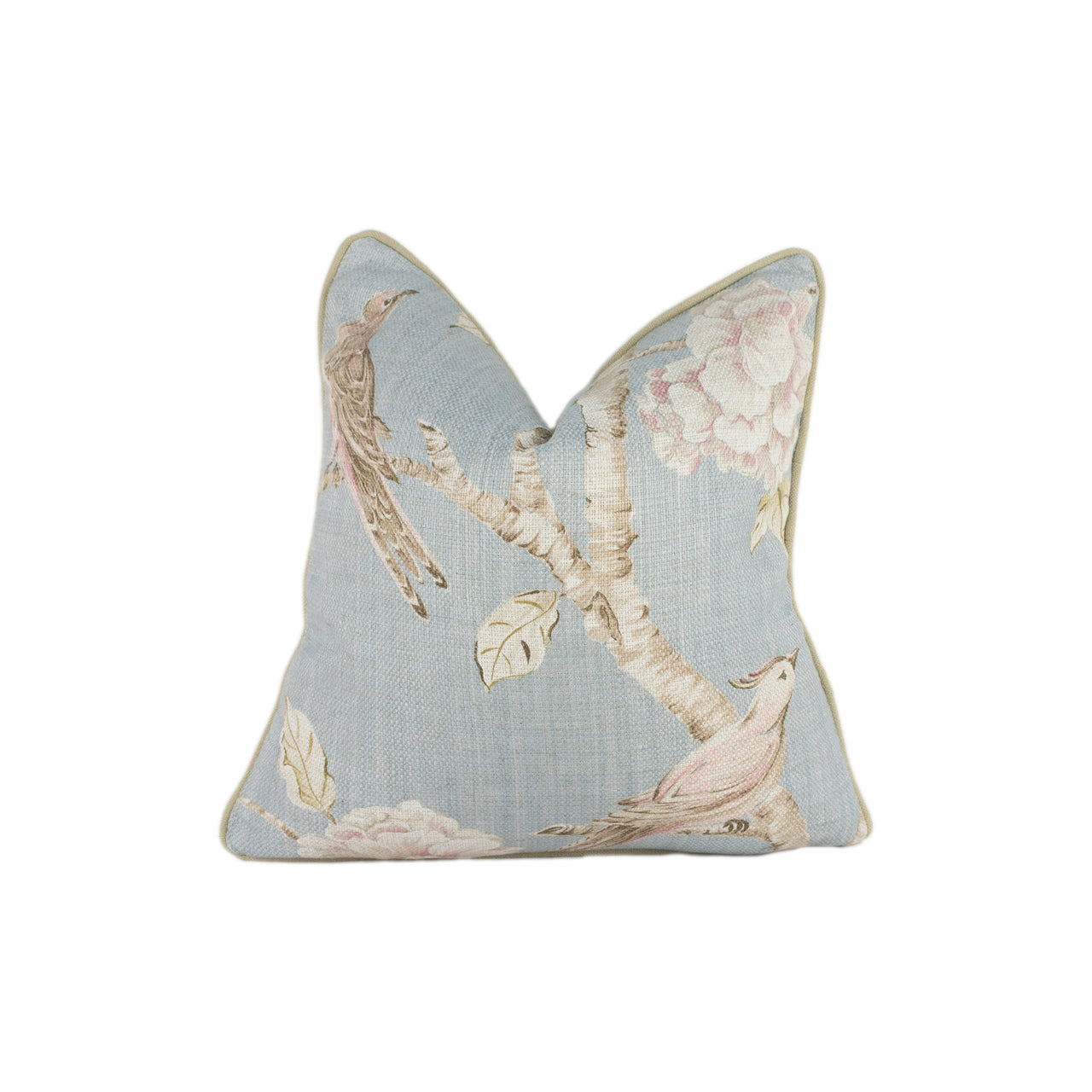 Zoffany - Woodville - La Seine - Classic Bird & Blossom Chinoiserie Cushion Cover - Handmade Throw Pillow - Designer Home Decor