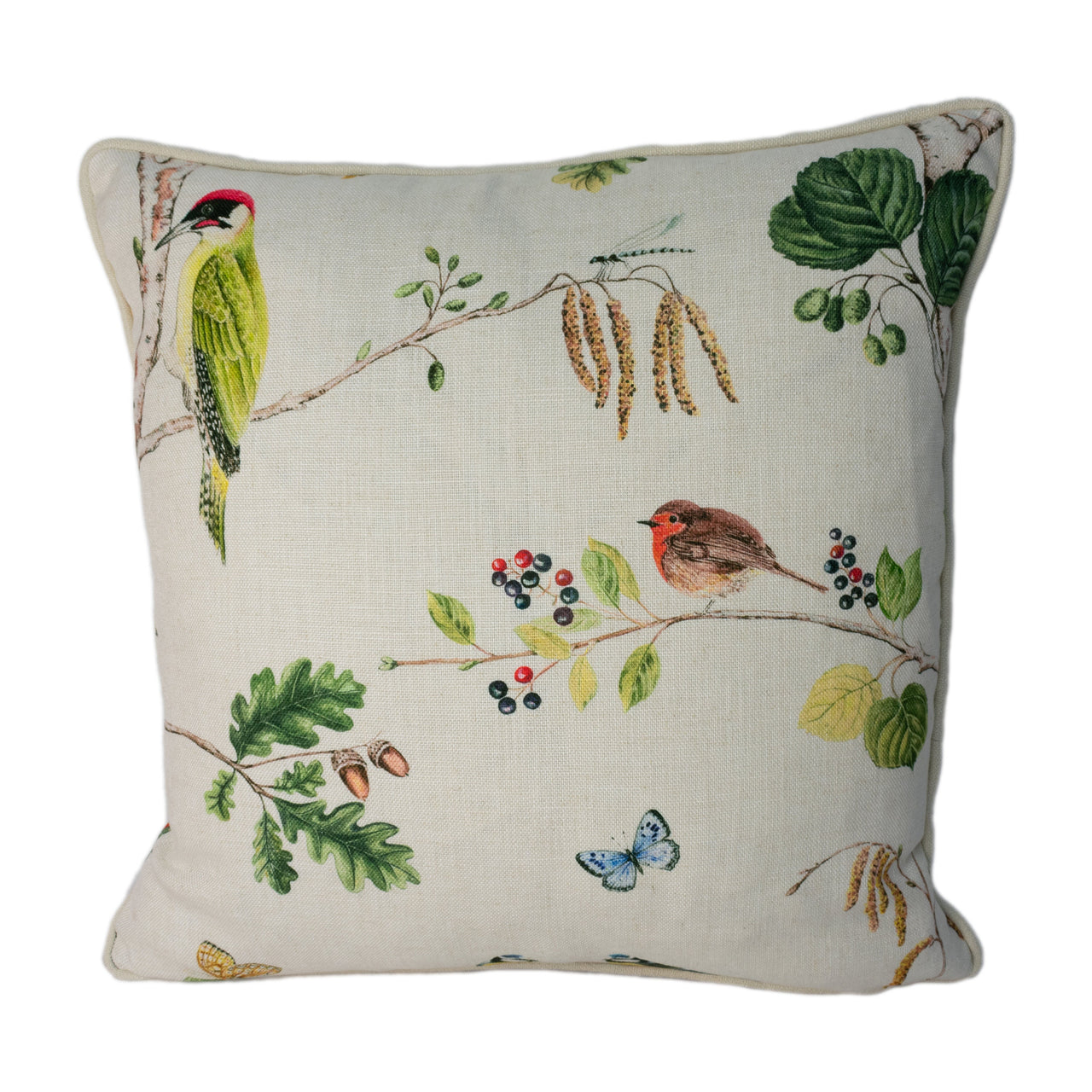 Sanderson - Woodland Chorus - Linen / Multi - Stunning Designer Cushion Cover Home Decor Throw Pillow