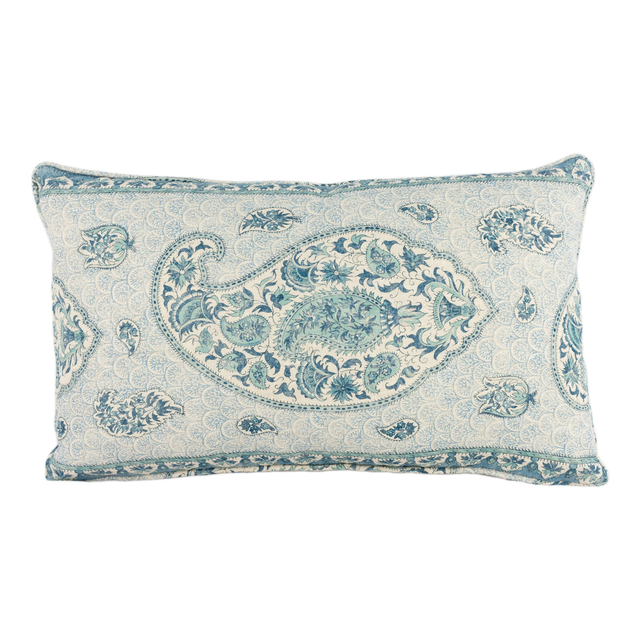 GP & J Baker - Coromandel - Blue - Intricately Detailed Kashmir Paisley Designer Cushion Cover - Luxury Throw Pillow - Handmade Home Decor