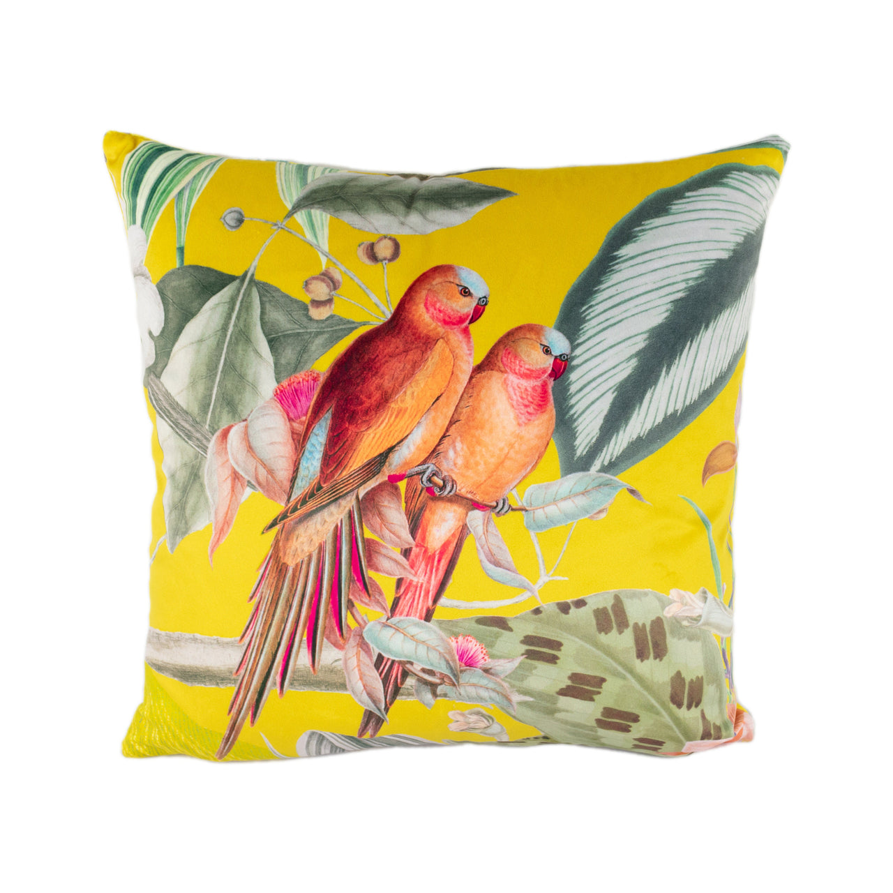 Prestigious - Barbados - Citron - Maximalist Tropical Landscape Velvet Cushion Cover - Handmade Throw Pillow Designer Home Decor