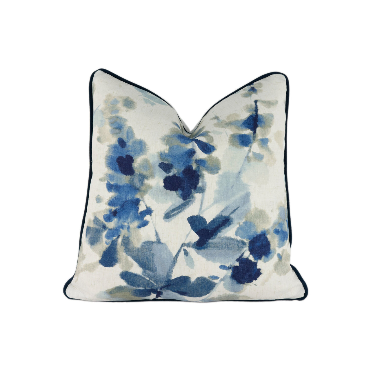 Sanderson - Delphinium  - Indigo - Contrast Piped Cushion Cover Throw Pillow Designer Home Decor