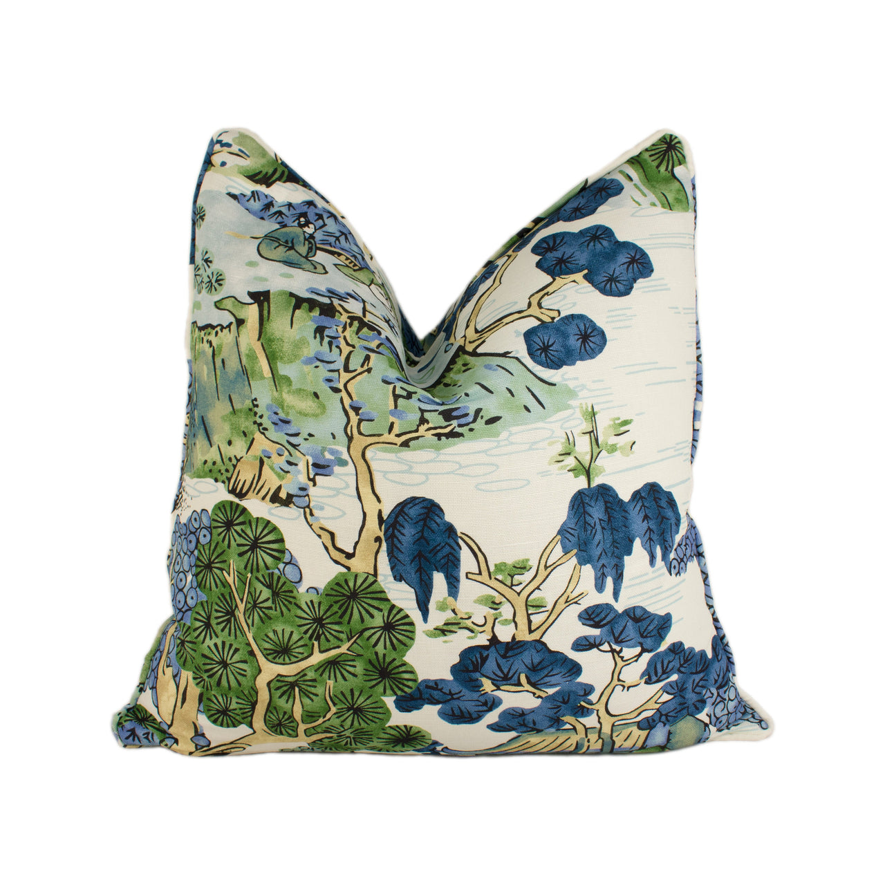 Thibaut - Asian Scenic - Blue and Green - Stunning Designer Cushion Cover Home Décor Throw Pillow