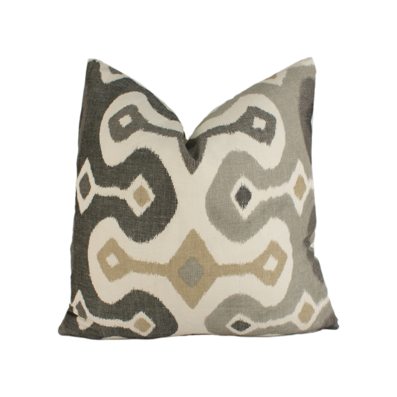 Martyn Lawrence Bullard for Schumacher - Darya Ikat - Stone - Authentic Ikat Designer Cushion Cover - Handmade Throw Pillow - Luxury Home