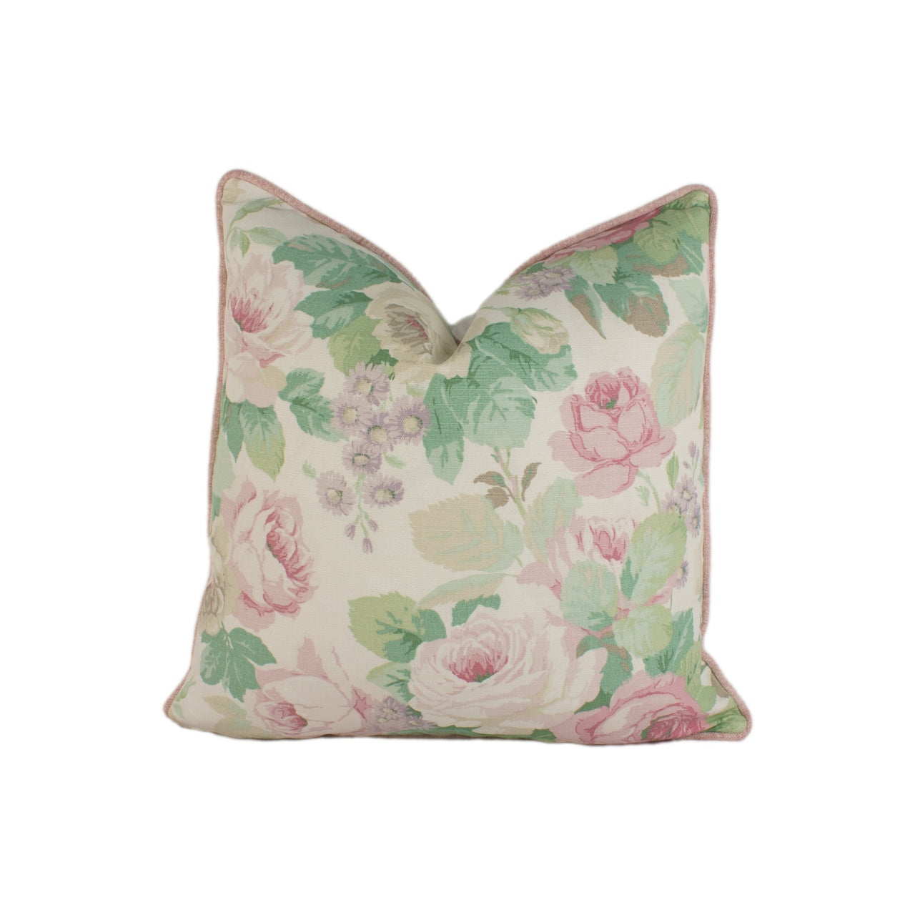 Sanderson - Chelsea - Pink / Celadon - Contrast Piped Cushion Cover Throw Pillow Designer Home Decor