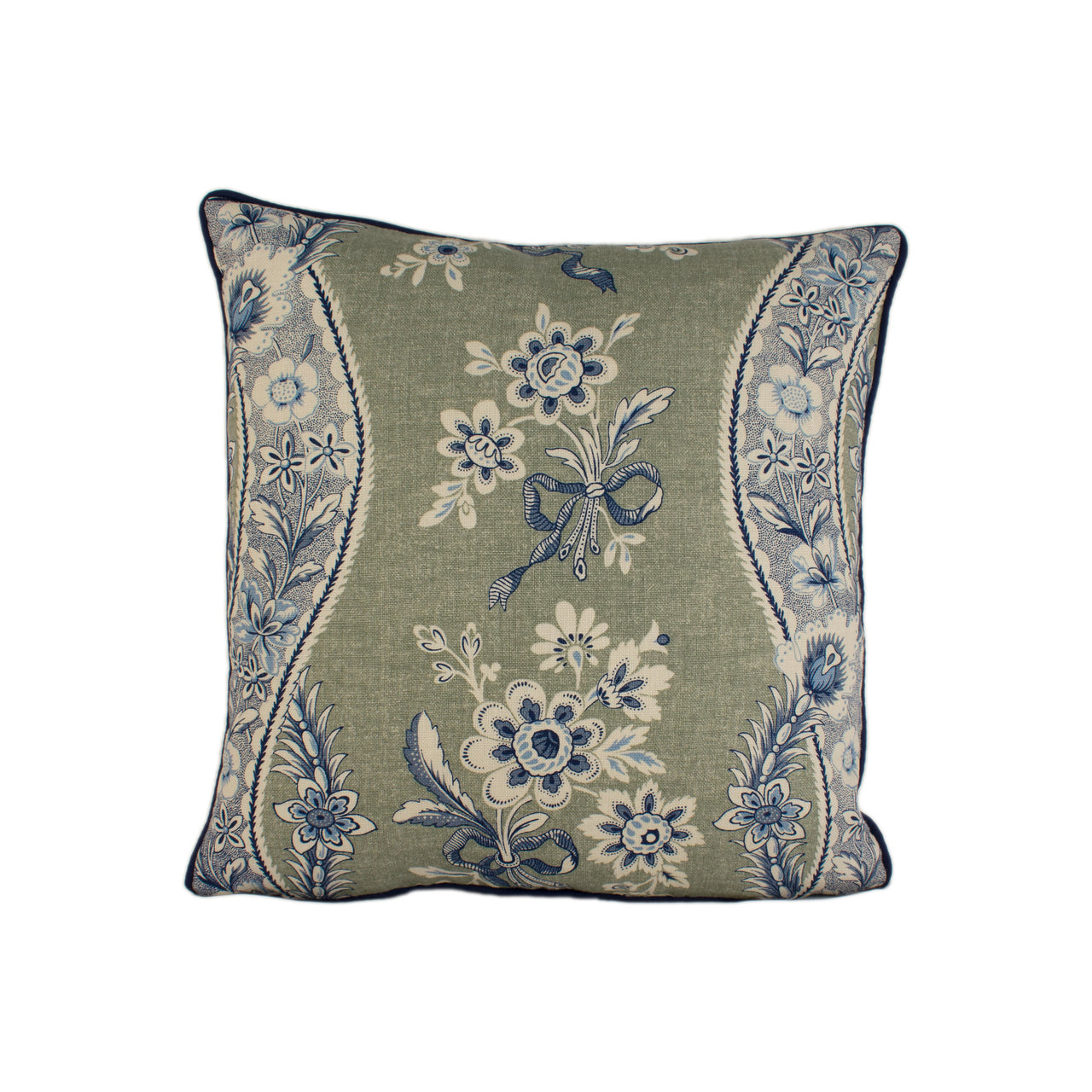 Schumacher - Le Castellet - Gris & Bleu - Provençal Motif Floral Ribbon - Designer Cushion Cover Handmade Throw Pillow - Luxury Home Decor